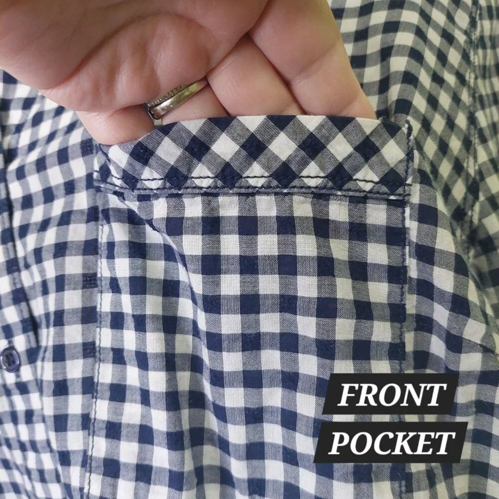 Lane Bryant Womens Blue & White Plaid Button-Up Shirt 24W Long Sleeve Cotton - Picture 9 of 13